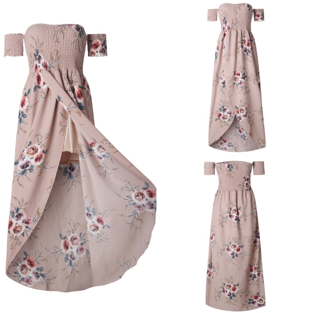 Vacation Ready Navy floral off shoulder dress - Picture 7 of 7